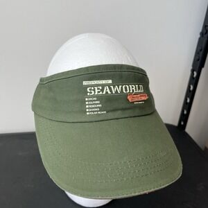 Vintage Sea World Visor Green Hat Strap Back OSFA